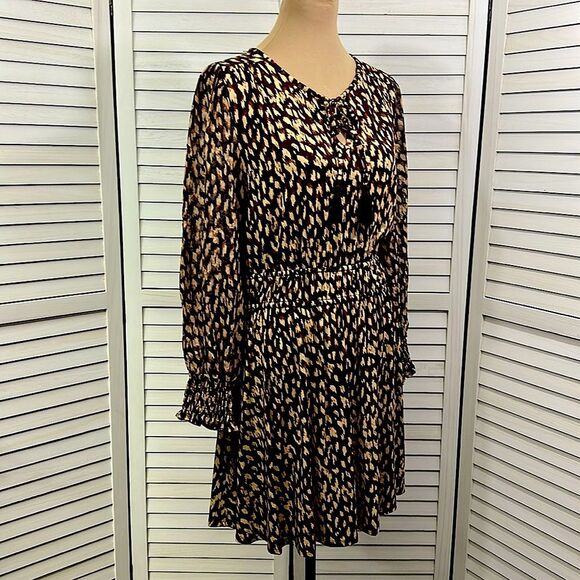 Cupio Mini Dress Large Smocked Leopard Print - Picture 8 of 15